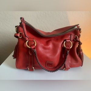 Dooney & Bourke Pebble Grain Satchel- red all leather